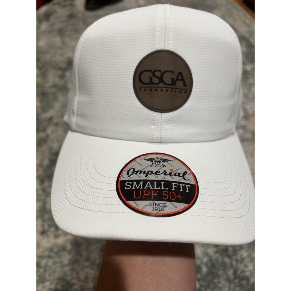 GSGA Foundation Leather Patch Imperial White Adjustable Golf  Hat NEW